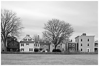 Row of pastel houses. Salem, Massachussets, USA ( black and white)