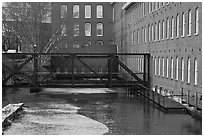 Eastern Canal and Boots Mills, Lowell National Historical Park. Massachussets, USA (black and white)