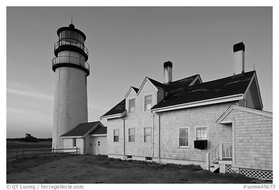 Highland Light (Cape Cod Light), Cape Cod National Seashore. Cape Cod, Massachussets, USA (black and white)