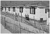 Row of boarded up cottages, Truro. Cape Cod, Massachussets, USA ( black and white)