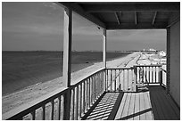 Porch and beach, Truro. Cape Cod, Massachussets, USA ( black and white)