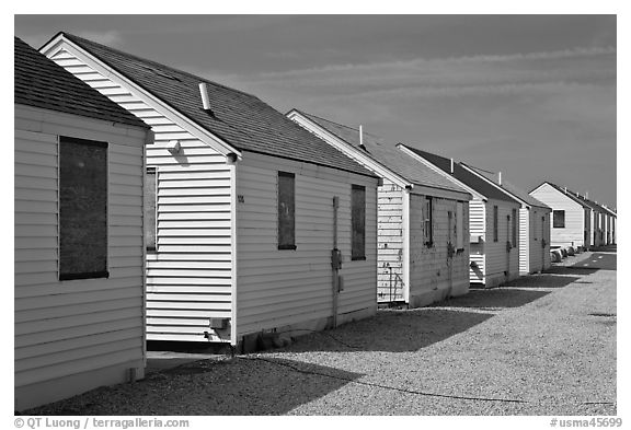 Day Cottages, Truro. Cape Cod, Massachussets, USA (black and white)