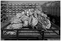 Lobstering gear, Truro. Cape Cod, Massachussets, USA ( black and white)
