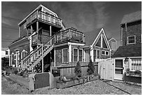 Beach and houses, Provincetown. Cape Cod, Massachussets, USA ( black and white)