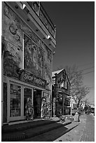 Storefront with quirky facade, Provincetown. Cape Cod, Massachussets, USA ( black and white)