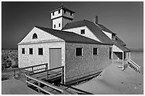 Historic life-saving station, Race Point Beach, Cape Cod National Seashore. Cape Cod, Massachussets, USA ( black and white)