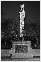 Pilgrim Monument by night, Provincetown. Cape Cod, Massachussets, USA ( black and white)