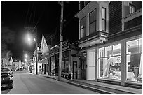 Commercial street by night, Provincetown. Cape Cod, Massachussets, USA ( black and white)
