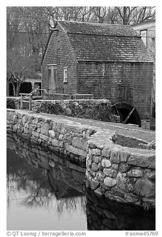 Dexter Grist Mill, Sandwich. Cape Cod, Massachussets, USA (black and white)