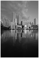 Boston financial district skyline. Boston, Massachussets, USA ( black and white)