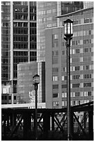 Lamps and high-rise facades. Boston, Massachussets, USA (black and white)