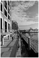 Ferry harbor waterfront. Boston, Massachussets, USA ( black and white)