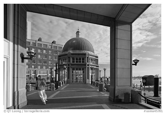 Ferry terminal, Rowes Wharf. Boston, Massachussets, USA (black and white)