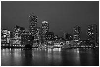 Boston skyline at dusk. Boston, Massachussets, USA ( black and white)