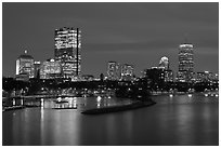 Back Bay skyline at night. Boston, Massachussets, USA ( black and white)
