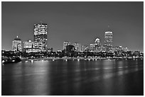 Charles River and Back Bay skyline by night. Boston, Massachussets, USA ( black and white)