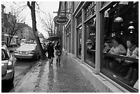 Charles Street on rainy day, Beacon Hill. Boston, Massachussets, USA ( black and white)