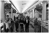 Food hall, Quincy Market Colonnade. Boston, Massachussets, USA ( black and white)