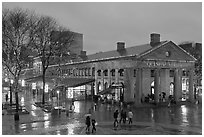 Faneuil Hall Marketplace at dusk. Boston, Massachussets, USA (black and white)