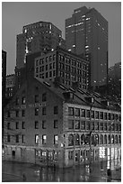 South Market and high rise buildings at dusk. Boston, Massachussets, USA ( black and white)