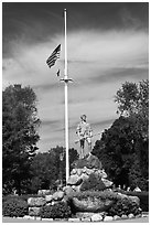 Minuteman Statue on Lexington Common, Lexington. Massachussets, USA (black and white)
