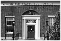US Post Office brick building facade, Lexington. Massachussets, USA (black and white)