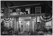 Colonial Inn restaurant at night, Concord. Massachussets, USA ( black and white)