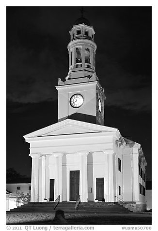 First Parish at night, Concord. Massachussets, USA (black and white)