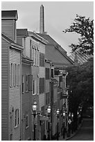 Houses on Breeds Hill at dawn, Charlestown. Boston, Massachussets, USA ( black and white)