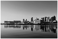 Boston Skyline across Charles River, sunrise. Boston, Massachussets, USA ( black and white)
