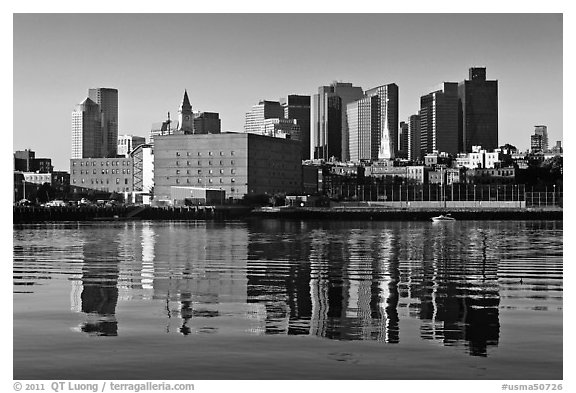 North End and Boston Skyline. Boston, Massachussets, USA (black and white)