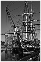 USS Constitution, Boston Historical Park. Boston, Massachussets, USA ( black and white)