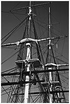 Masts of USS Constitution. Boston, Massachussets, USA ( black and white)