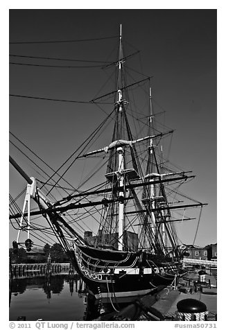 USS Constitution frigate. Boston, Massachussets, USA (black and white)