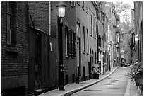 Narrow street on Beacon Hill. Boston, Massachussets, USA ( black and white)