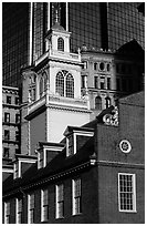 Old State House and modern buildings in downtown. Boston, Massachussets, USA ( black and white)