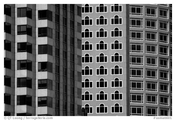 Detail of high rise buildings. Boston, Massachussets, USA (black and white)