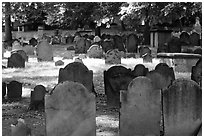Old headstones in Copp Hill cemetery. Boston, Massachussets, USA ( black and white)
