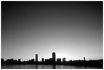 Downtown seen across the Charles River, winter sunrise. Boston, Massachussets, USA ( black and white)