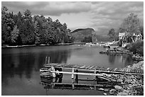 Moose River and Mount Kineo in autumn, Rockwood. Maine, USA (black and white)