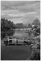 Deck, Moose River, Rockwood. Maine, USA (black and white)