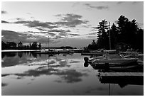 Beaver Cove Marina and Moosehead Lake at dusk, Greenville. Maine, USA ( black and white)