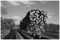 Truck carrying logs, Abol bridge. Maine, USA ( black and white)