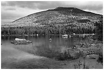 South Turner Mountain reflected in Sandy Stream Pond in autumn. Baxter State Park, Maine, USA (black and white)