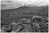 Katahdin and forests seen from South Turner Mountain. Baxter State Park, Maine, USA ( black and white)