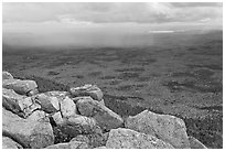 Moving rain front seen from South Turner Mountain. Baxter State Park, Maine, USA (black and white)