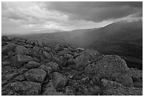 Landscape with rain from South Turner Mountain. Baxter State Park, Maine, USA ( black and white)