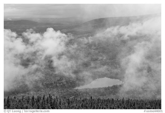 Rainy landscape with clouds floating. Baxter State Park, Maine, USA