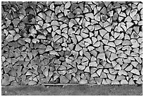 Wall of firewood, Millinocket. Maine, USA ( black and white)