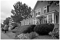 House with New-England style porch, Millinocket. Maine, USA (black and white)